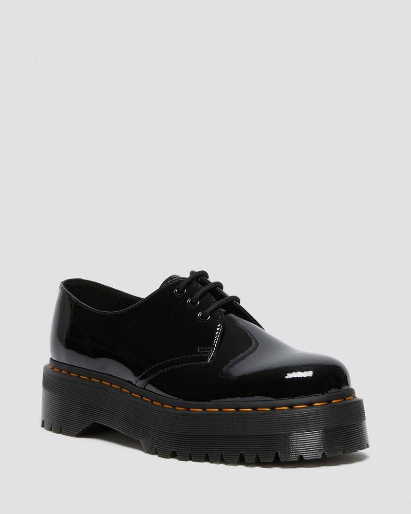 Women\'s Dr Martens 1461 Patent Leather Platform Oxfords Shoes Black | AU 364DFM